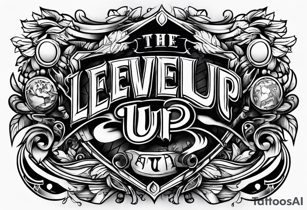 the text "Level Up" tattoo idea