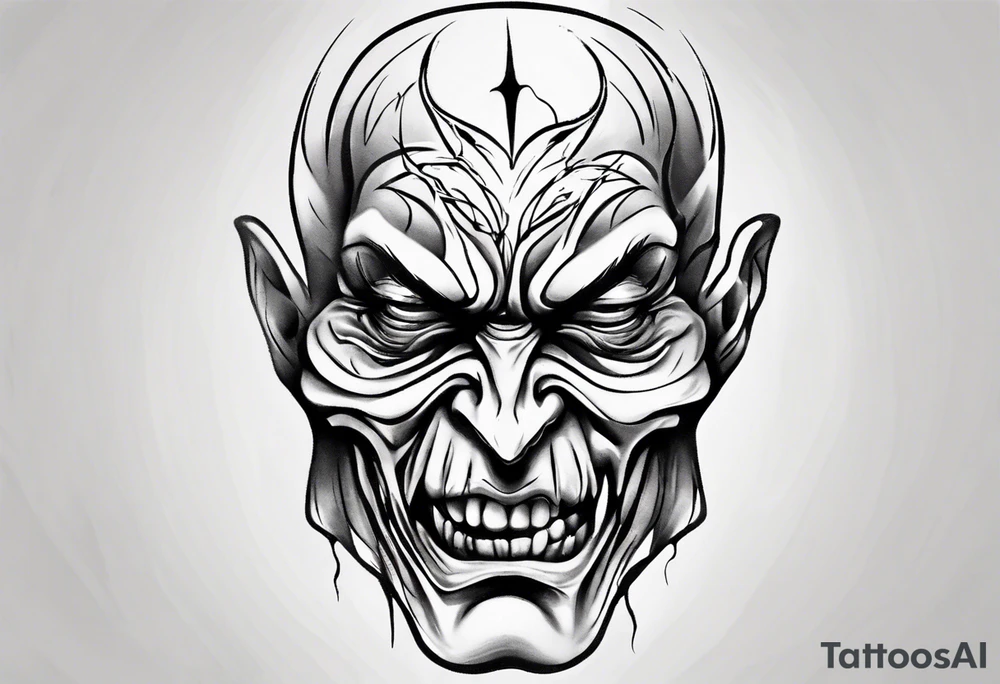 evil face realism tattoo idea