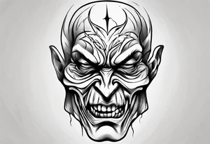 evil face realism tattoo idea