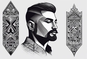 small tattoo on the forearm of a man with the initials MLJ, date of birth 22/09/22 in the style of a moluccan tattoo tattoo idea