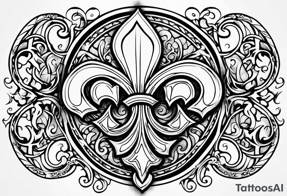Fleur de lys celtique en flamme tattoo idea