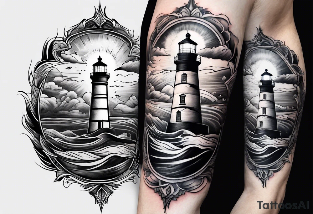 lighthouse in a storm tattoo idea