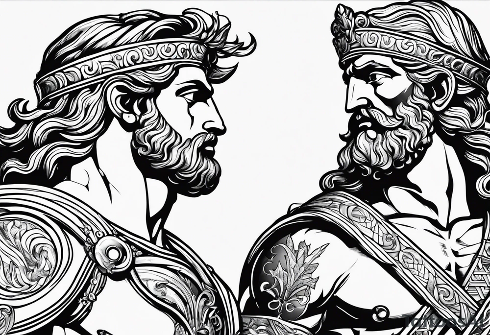 Olympian Hermes and Poseidon tattoo idea