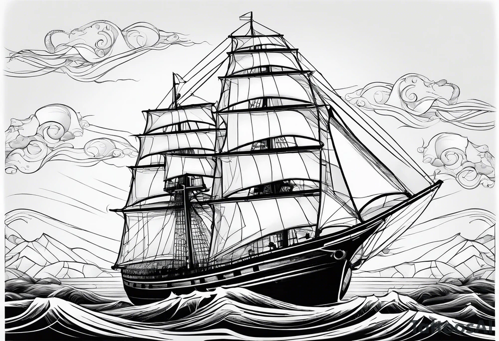 sailboat sail in the shape of a maritime lighthouse. tattoo idea
