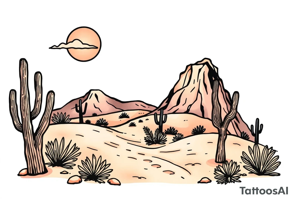 Desert landscape tattoo idea