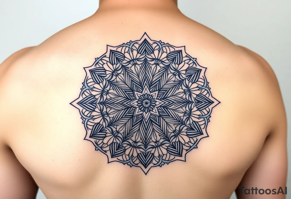 intricate mandala with sacred geometry and cosmic elements tattoo idea