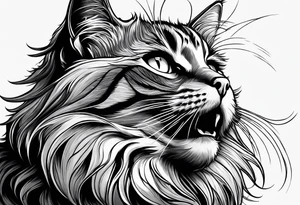 A cat extends its paw to the beast looking at it tattoo idea