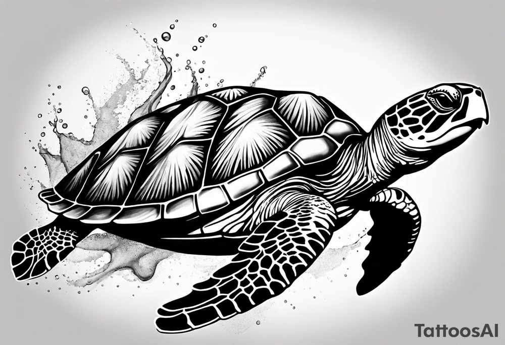 Feminine sea turtle tattoo idea
