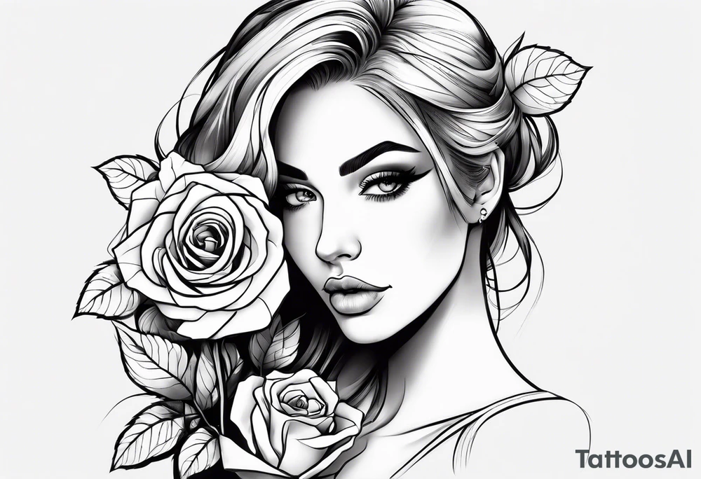 sarah with a rose made to fit on my forearm tattoo idea