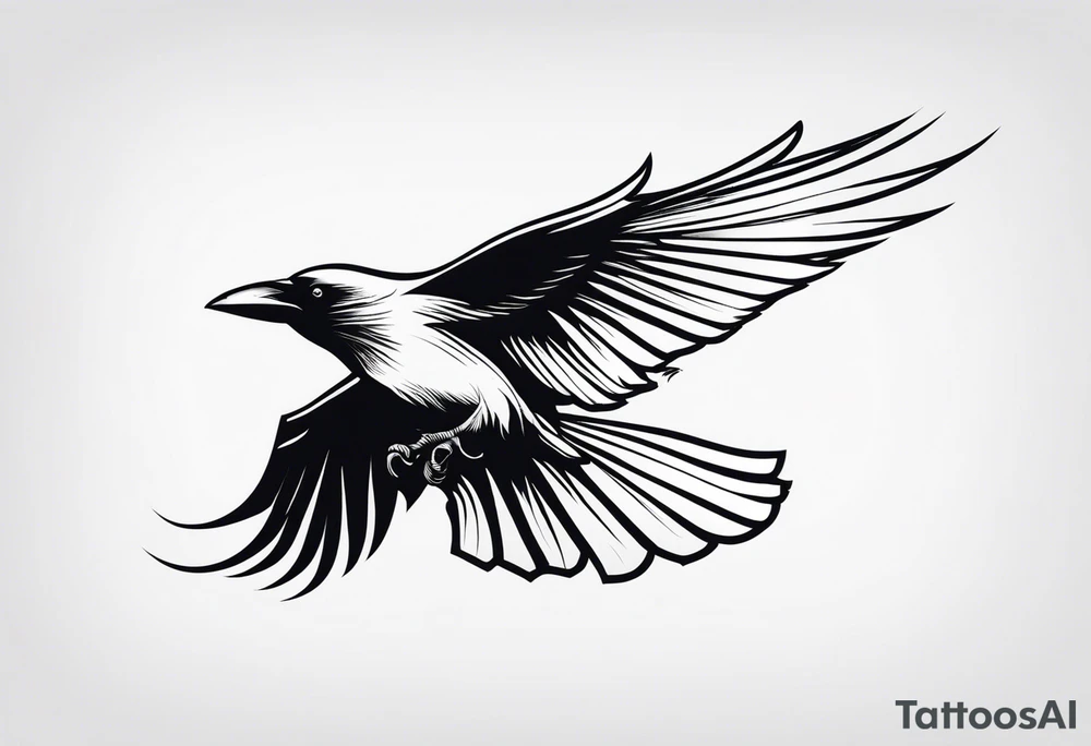 Crow gliding in air tattoo idea