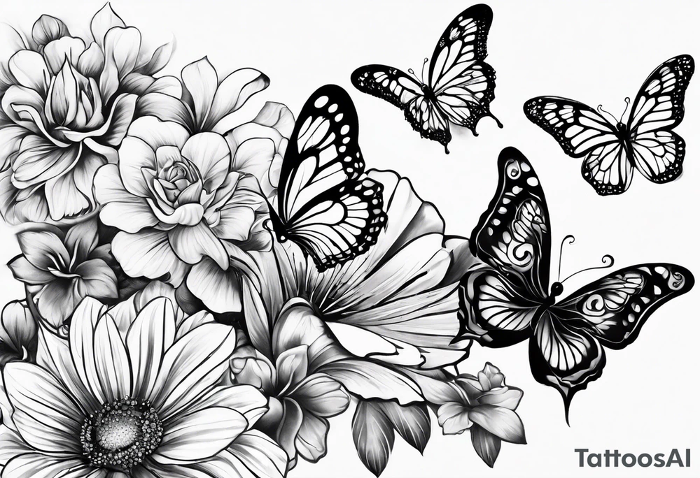 tattoo to represent that I have 3 children (girls). For inspiration I like flowers, butterflies, the beach. Tattoo is for ribcage down side of body tattoo idea