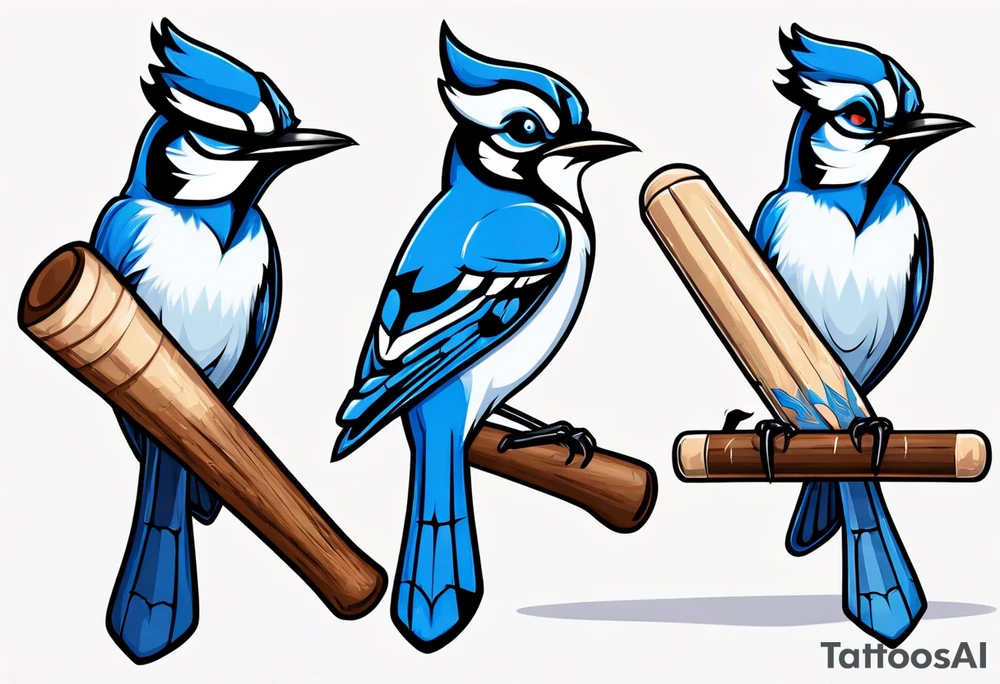 bluejay with cricket bat tattoo idea