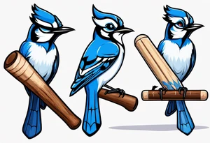 bluejay with cricket bat tattoo idea