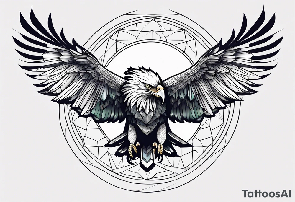 eagle, geometric, subtle, men, forearm tattoo idea