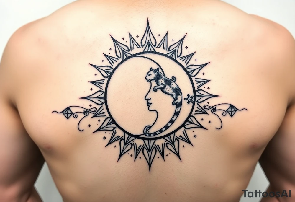 celestial sun and moon embrace with panther constellation patterns tattoo idea celestial sun and moon embrace with panther constellation patterns tattoo idea