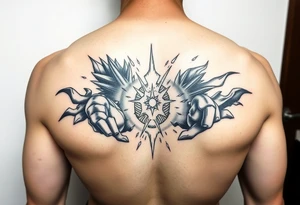 legendary dragonball z scene with energy aura and power effects tattoo idea