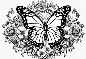 The initials R and S with a butterfly and the date 06/11/2010 tattoo idea