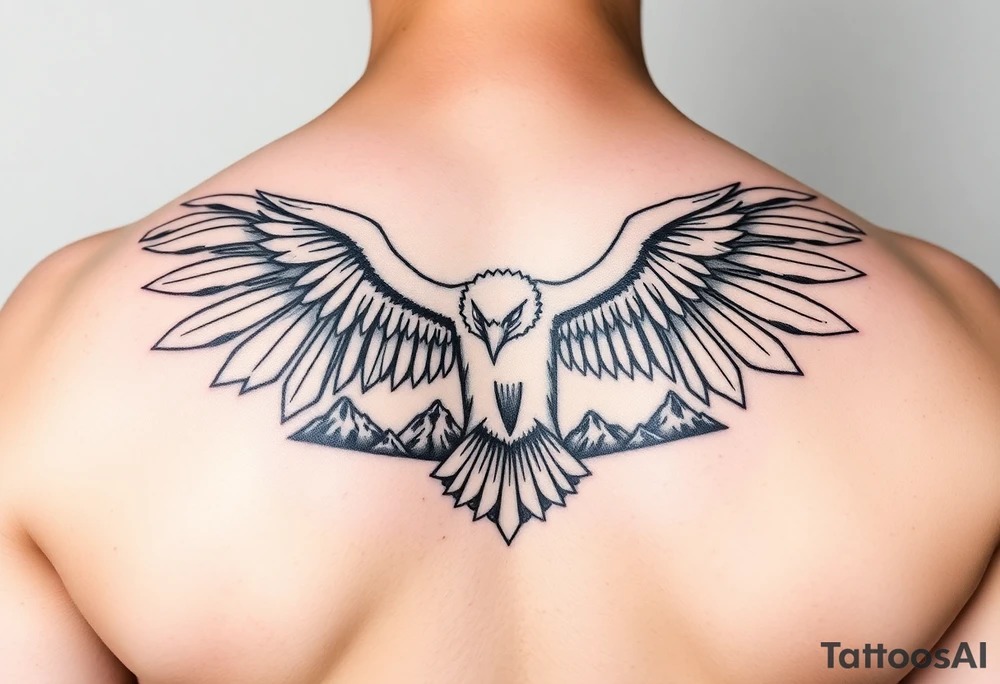 majestic eagle spreading wings against mountain peaks tattoo idea majestic eagle spreading wings against mountain peaks tattoo idea