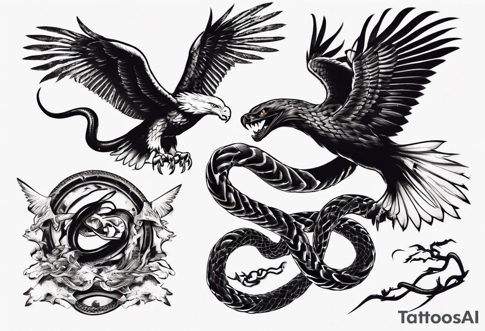 The snake is fighting with an eagle tattoo idea