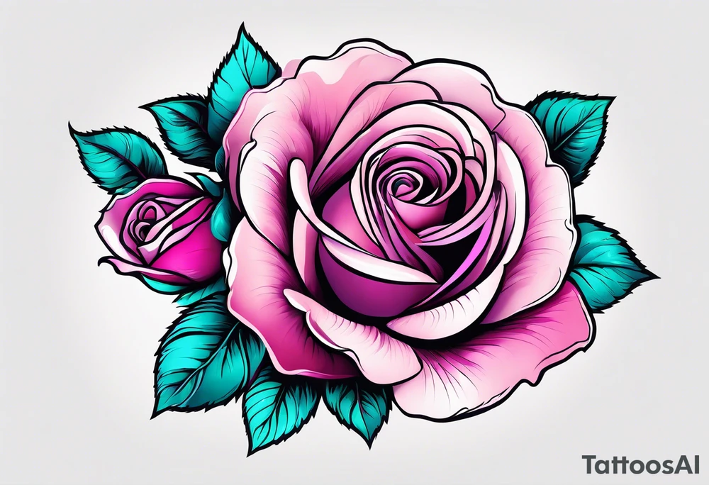 roses, teal, pink, purple tattoo idea