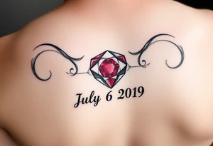 Ruby gemstone with the birthday July 6, 2019 tattoo idea