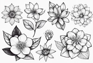 small may birth flower, december birth flower and july birth flower tattoo idea
