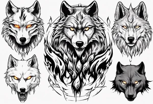 wolf with fire eyes tattoo idea