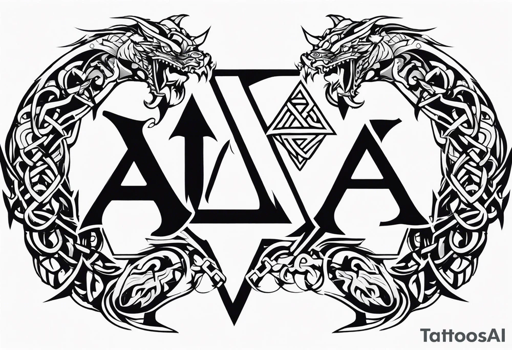 Valhalla sword shield dragon axe Valknut barbed wire chains tribal tattoo idea Valhalla sword shield dragon axe Valknut barbed wire chains tribal tattoo idea