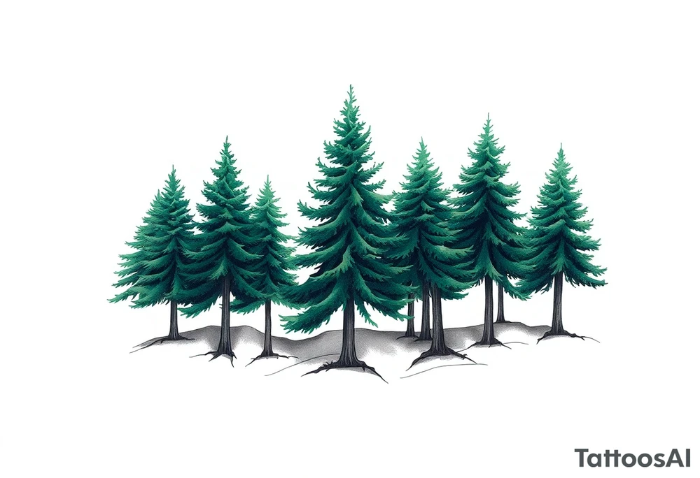 green trees tattoo idea