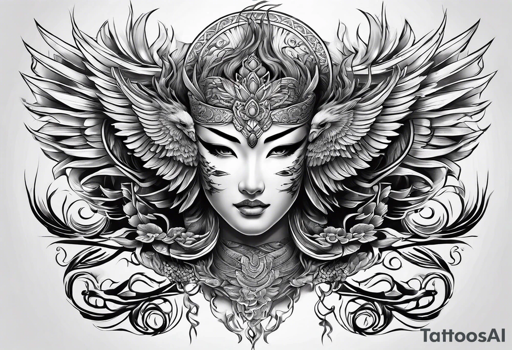phoenix mask tattoo idea