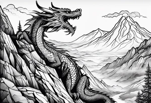 dragon on a moutain tattoo idea