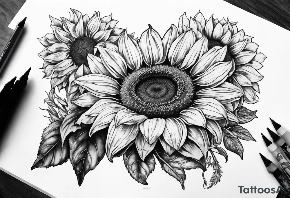 Horseshoe with a sunflower tattoo idea