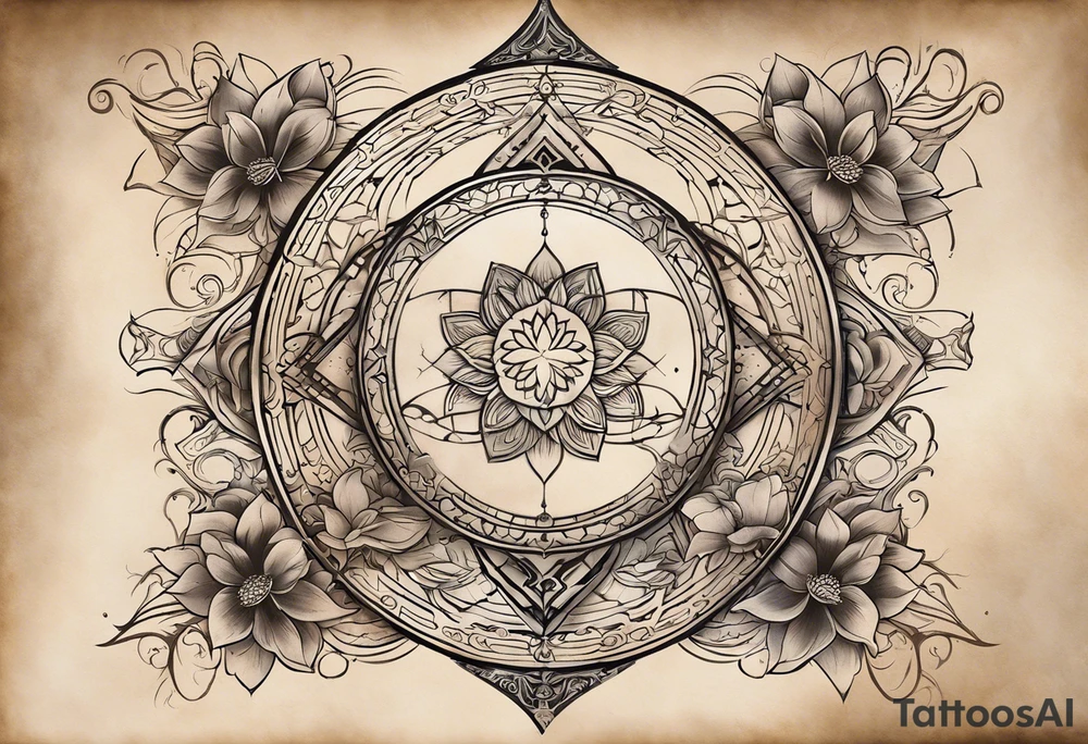 Tattoo Design Instructions:

Central Hourglass: Place in the middle; dark sand at the top, light sand flowing down.
Lotus Flower: Grow from the base of the hourglass, symbolizing growth from hardship.
Family Scene: On one side, depict two boys holding hands, looking up at a larger protective mother figure.
Betrayal Symbolism: Add a broken chain near the hourglass's bottom; a rising phoenix beside it.
Pathway of Growth: A path with stepping stones leading upwards; include a koi fish, crane, and yin-yang symbols.
Asian Elements: Scatter cherry blossoms, waves, and wind patterns; add Kanji for key values like "loyalty" and "strength."
Color and Style: Use black and grey with hints of pink, white, and orange.
Placement: Best as a sleeve or back piece for full detail and flow. tattoo idea