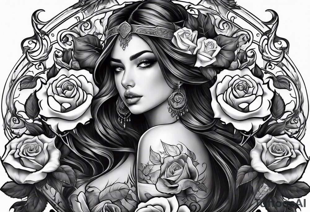 tattoo with demons and roses  for the back tattoo idea