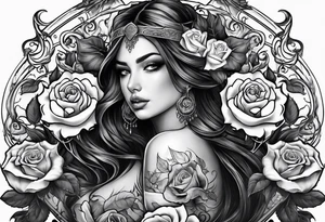 tattoo with demons and roses  for the back tattoo idea