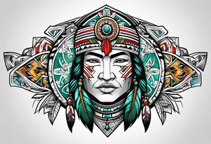 Combine Native American tribal art with Irish and German elements for a shoulder cap tattoo idea