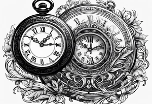 Pocket watch with numbers 2 8 8 6 0 2 5 3 2 0 2 4 tattoo idea