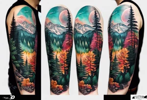 forest mountain forearm tattoo idea