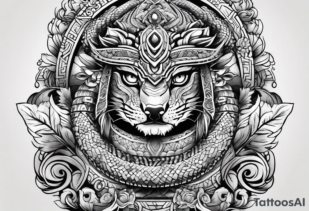 aztec snake sleeve tattoo idea