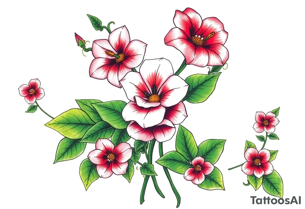 Bouquet of belladonna, foxglove, Virginia creeper, and poison ivy tattoo idea