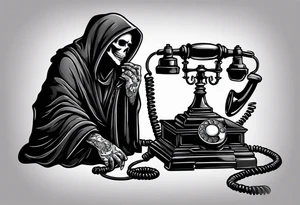 Grim reaper talking on a old school telephone tattoo idea