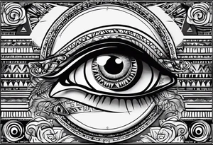All seeing Egyptian eye with hieroglyphs sleave tattoo idea