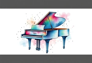 dreamy piano under the stars tattoo idea