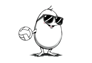 walking egg in sunglasses,
, holding a volleyball tattoo idea