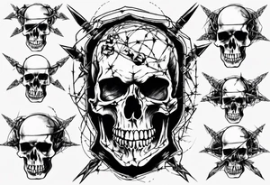 Barbed wired around skull tattoo idea