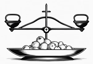 Picture of weight scale with a cross in the bowl on one side weighed down tattoo idea