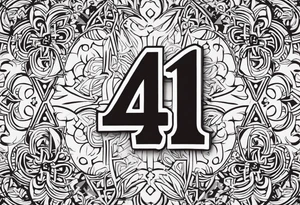 Number 41 with cross and pattern tattoo idea