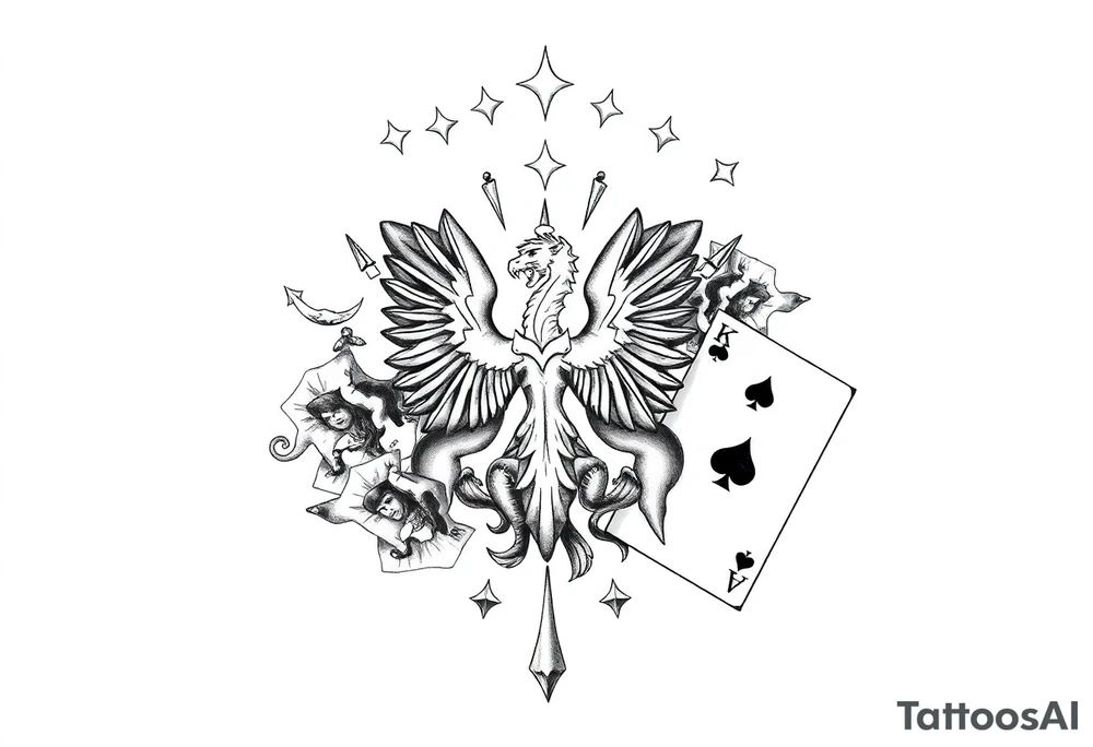 Poland symbol and poker cards Add casino money to it. tattoo idea