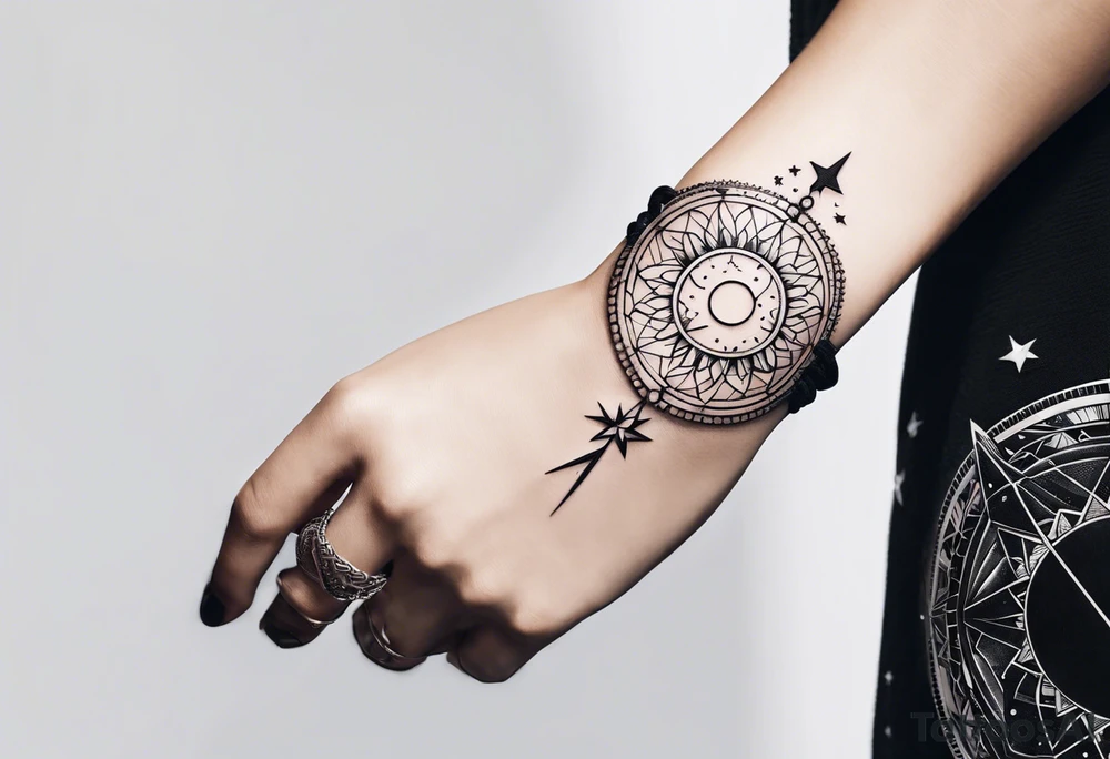 A bracelet tattoo with astronomy theme tattoo idea