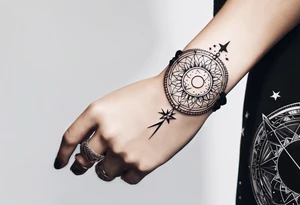 A bracelet tattoo with astronomy theme tattoo idea